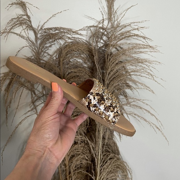 Studded Faux Snake Sandals - Picture 2 of 3